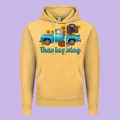 Thanksgiving Truck Turkey Vintage Hoodie Designed By Adodesignshop
