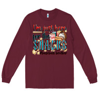 Burgundy i'm just here for the snacks #baseball brother Long Sleeve Tee - Zillion Design Studio