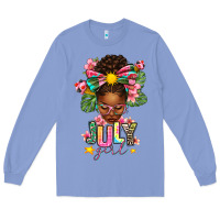 Colony Blue july girl afro woman summer Long Sleeve Tee - texasbilliewilder