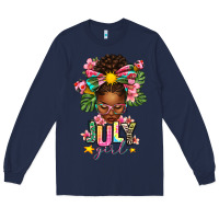 Navy july girl afro woman summer Long Sleeve Tee - texasbilliewilder