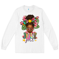 White july girl afro woman summer Long Sleeve Tee - texasbilliewilder