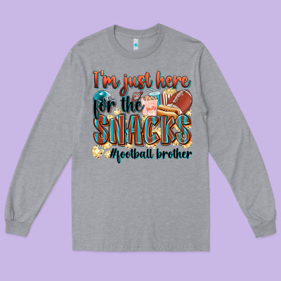 I'm Just Here For The Snacks #american Football Br Long Sleeve Tee Designed By Zillion Design Studio