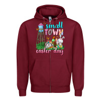 Burgundy Small Town Easter Day Zipper Hoodie - Neo Western