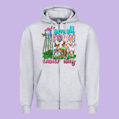 Small Town Easter Day Zipper Hoodie Designed By Neo Western