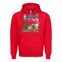 Red Small Town Easter Day Zipper Hoodie - Neo Western