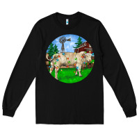 Black christmas charolais bull and barnyard Long Sleeve Tee - RanaPortraitStore
