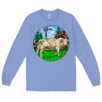 Colony Blue christmas charolais bull and barnyard Long Sleeve Tee - RanaPortraitStore