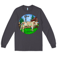Smoke christmas charolais bull and barnyard Long Sleeve Tee - RanaPortraitStore