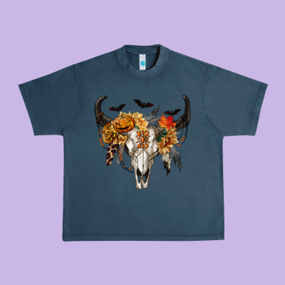 Halloween Bull Skull Urban Heavy Tee Designed By Ranaportraitstore