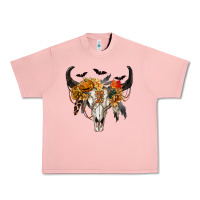Salmon Halloween Bull Skull Urban Heavy Tee - RanaPortraitStore