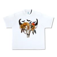 White Halloween Bull Skull Urban Heavy Tee - RanaPortraitStore