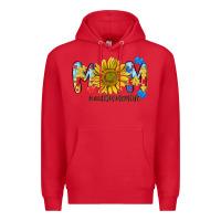 Red autism mom life sunflower Premium Hoodie - MaliasSmallBusiness