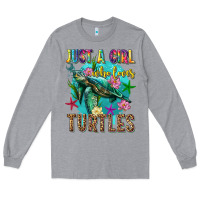 Heather Grey just a girl who loves turtles Long Sleeve Tee - texasbilliewilder