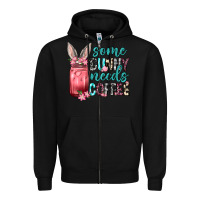 Black Some Bunny needs coffee Zipper Hoodie - Neo Western