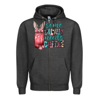 Charcoal Heather Some Bunny needs coffee Zipper Hoodie - Neo Western