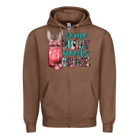 Chestnut Some Bunny needs coffee Zipper Hoodie - Neo Western