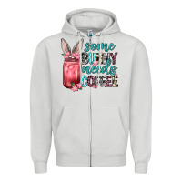 Dove Grey Some Bunny needs coffee Zipper Hoodie - Neo Western