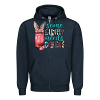 Navy Some Bunny needs coffee Zipper Hoodie - Neo Western