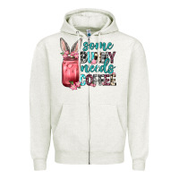 Oatmeal Heather Some Bunny needs coffee Zipper Hoodie - Neo Western