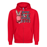 Red Some Bunny needs coffee Zipper Hoodie - Neo Western
