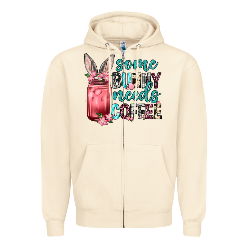 Some Bunny Needs Coffee Zipper Hoodie by Neo Western | Teevron