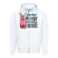 White Some Bunny needs coffee Zipper Hoodie - Neo Western