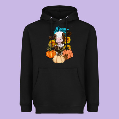 Cow Fall Pumpkin Heavyweight Hoodie Designed By Artiststas