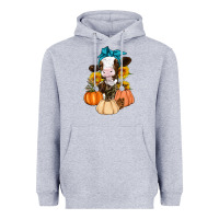 Heather Grey Cow Fall Pumpkin Heavyweight Hoodie - Artiststas