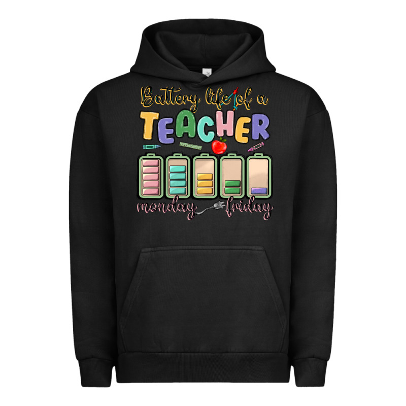 Battery Life Of A Teacher Monday Friday Urban Hoodie by MaliasSmallBusiness | Teevron