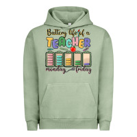 Pigment Oil Green battery life of a teacher monday friday Urban Hoodie - MaliasSmallBusiness
