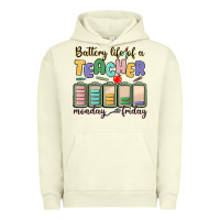 Pigment Pistachio battery life of a teacher monday friday Urban Hoodie - MaliasSmallBusiness