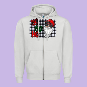 Ho Ho Ho Zipper Hoodie Designed By Cowhidedigitalart