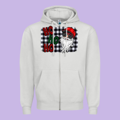 Ho Ho Ho Zipper Hoodie Designed By Cowhidedigitalart