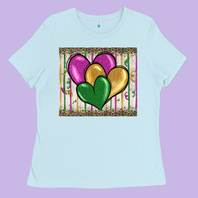 Mardi Gras Heart Ladies Tee Designed By Barkaloodesign