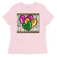 Bubblegum Pink mardi gras heart Ladies Tee - BarkalooDesign