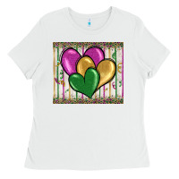 White mardi gras heart Ladies Tee - BarkalooDesign