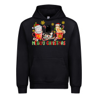 Black meowy christmas cats coffee cups Urban Hoodie - MaliasSmallBusiness
