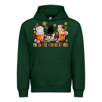 Forest Green meowy christmas cats coffee cups Urban Hoodie - MaliasSmallBusiness