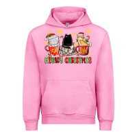 Fuchsia Pink meowy christmas cats coffee cups Urban Hoodie - MaliasSmallBusiness