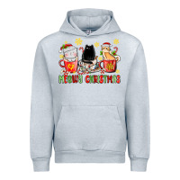 Heather Grey meowy christmas cats coffee cups Urban Hoodie - MaliasSmallBusiness
