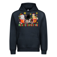 Navy meowy christmas cats coffee cups Urban Hoodie - MaliasSmallBusiness