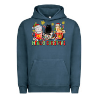 Pigment Midnight Navy meowy christmas cats coffee cups Urban Hoodie - MaliasSmallBusiness