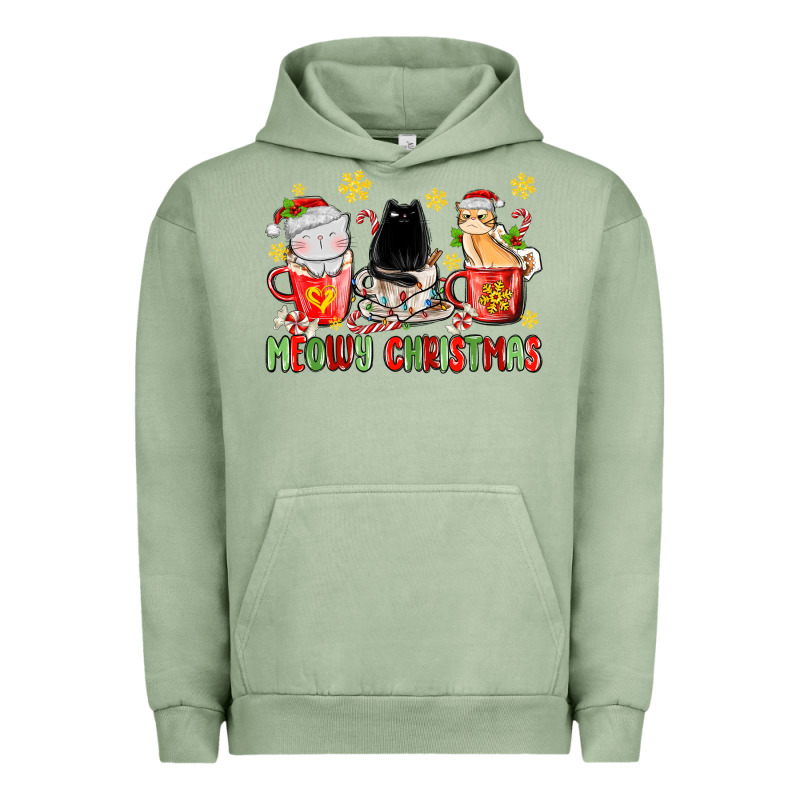 Meowy Christmas Cats Coffee Cups Urban Hoodie by MaliasSmallBusiness | Teevron
