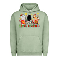 Pigment Oil Green meowy christmas cats coffee cups Urban Hoodie - MaliasSmallBusiness