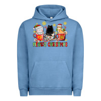 Pigment Pebble Blue meowy christmas cats coffee cups Urban Hoodie - MaliasSmallBusiness