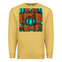 Antique Gold turquoise pumpkin plaid seamless pattern Premium Sweatshirt - BundleAndBundleShop