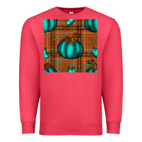 Cardinal turquoise pumpkin plaid seamless pattern Premium Sweatshirt - BundleAndBundleShop