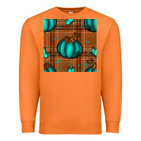 Carrot turquoise pumpkin plaid seamless pattern Premium Sweatshirt - BundleAndBundleShop