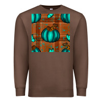 Chestnut turquoise pumpkin plaid seamless pattern Premium Sweatshirt - BundleAndBundleShop
