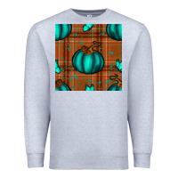 Heather Grey turquoise pumpkin plaid seamless pattern Premium Sweatshirt - BundleAndBundleShop